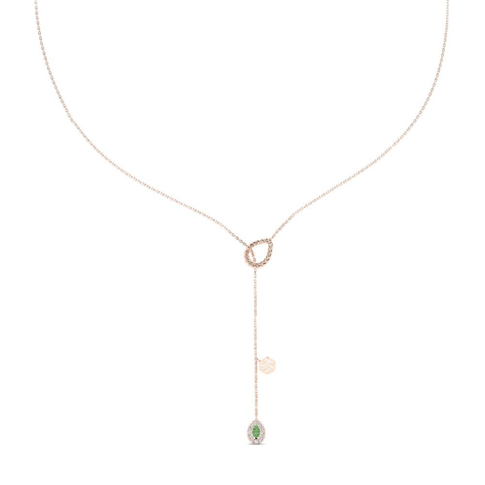 18ct Rose Gold Green Diamond Women's Necklace Ingatan