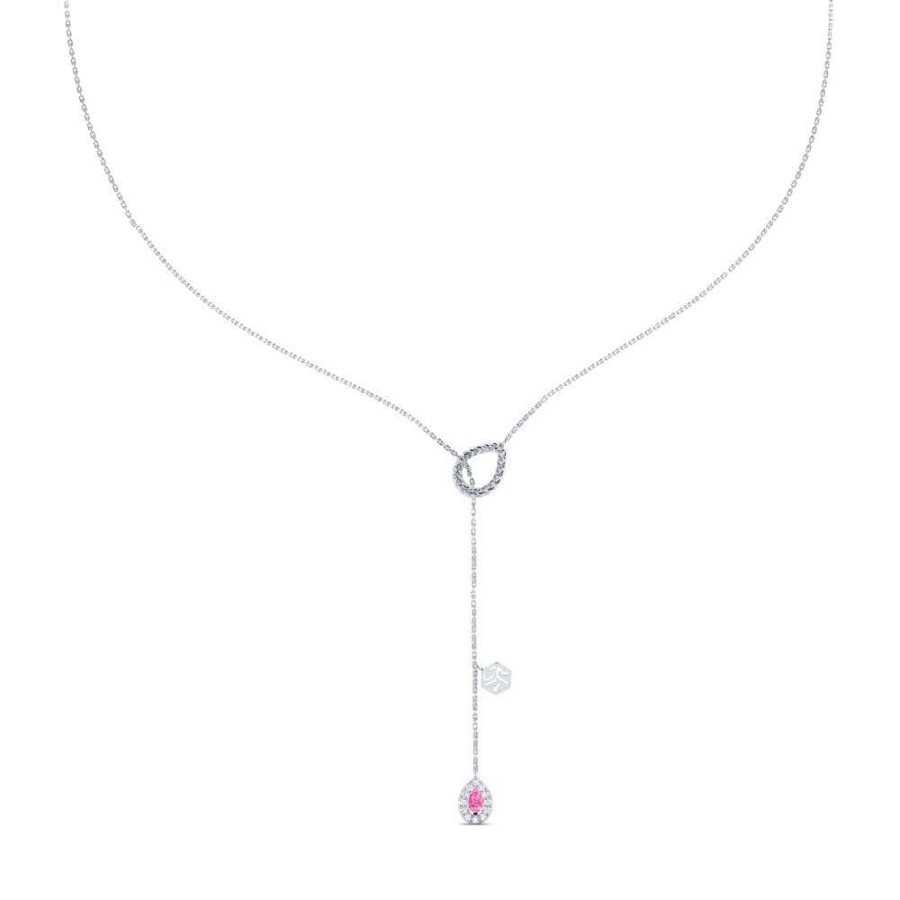 950 Platinum Pink Sapphire Women's Necklace Ingatan