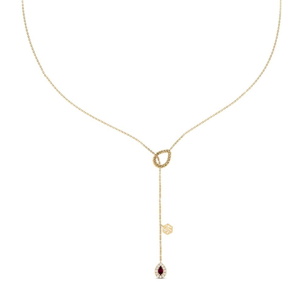 18ct Yellow Gold Rhodolite Garnet Women's Necklace Ingatan