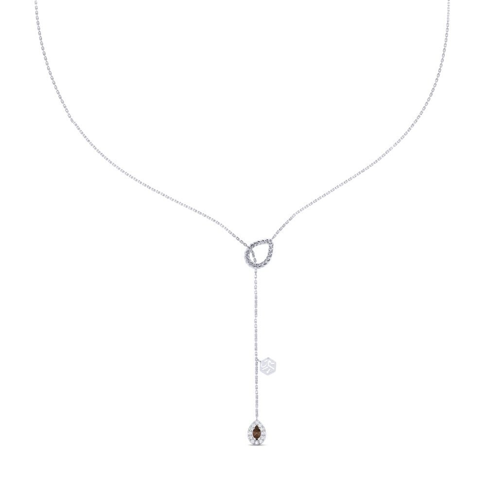 White Silver Smoky Quartz Women's Necklace Ingatan