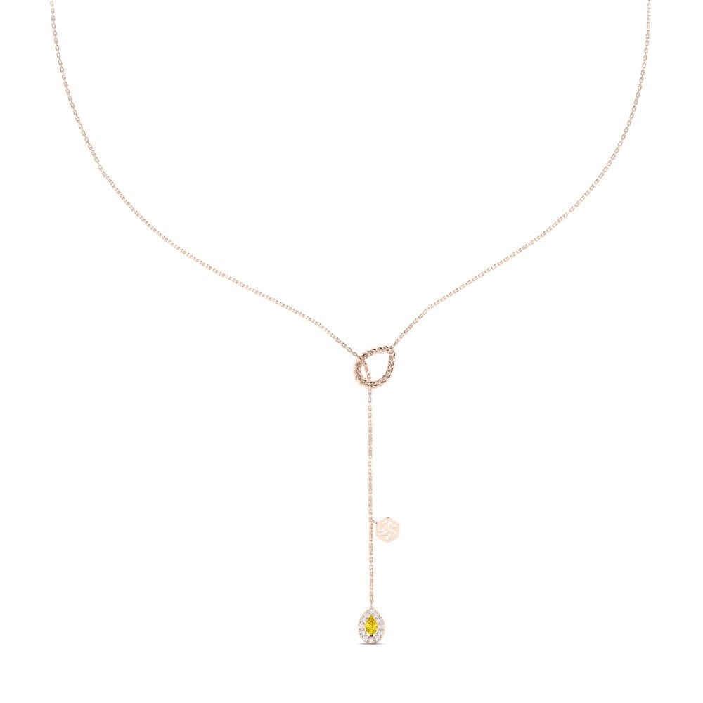9ct Rose Gold Yellow Sapphire Women's Necklace Ingatan