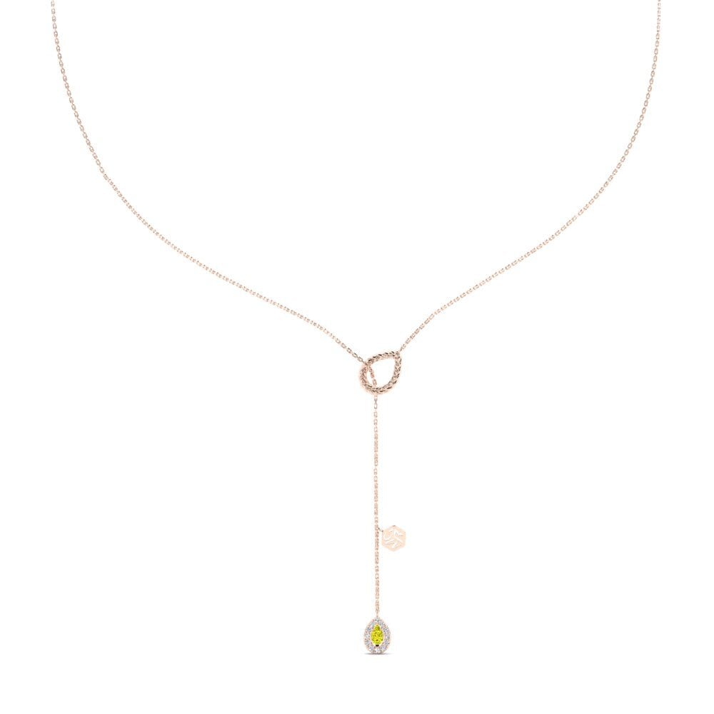 9ct Rose Gold Yellow Diamond Women's Necklace Ingatan