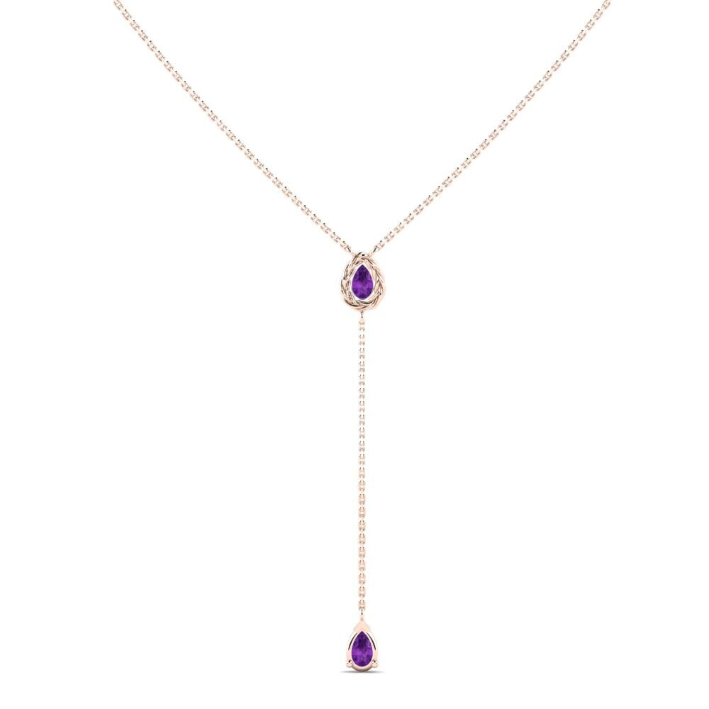 9ct Rose Gold Amethyst Women's Necklace Inghave