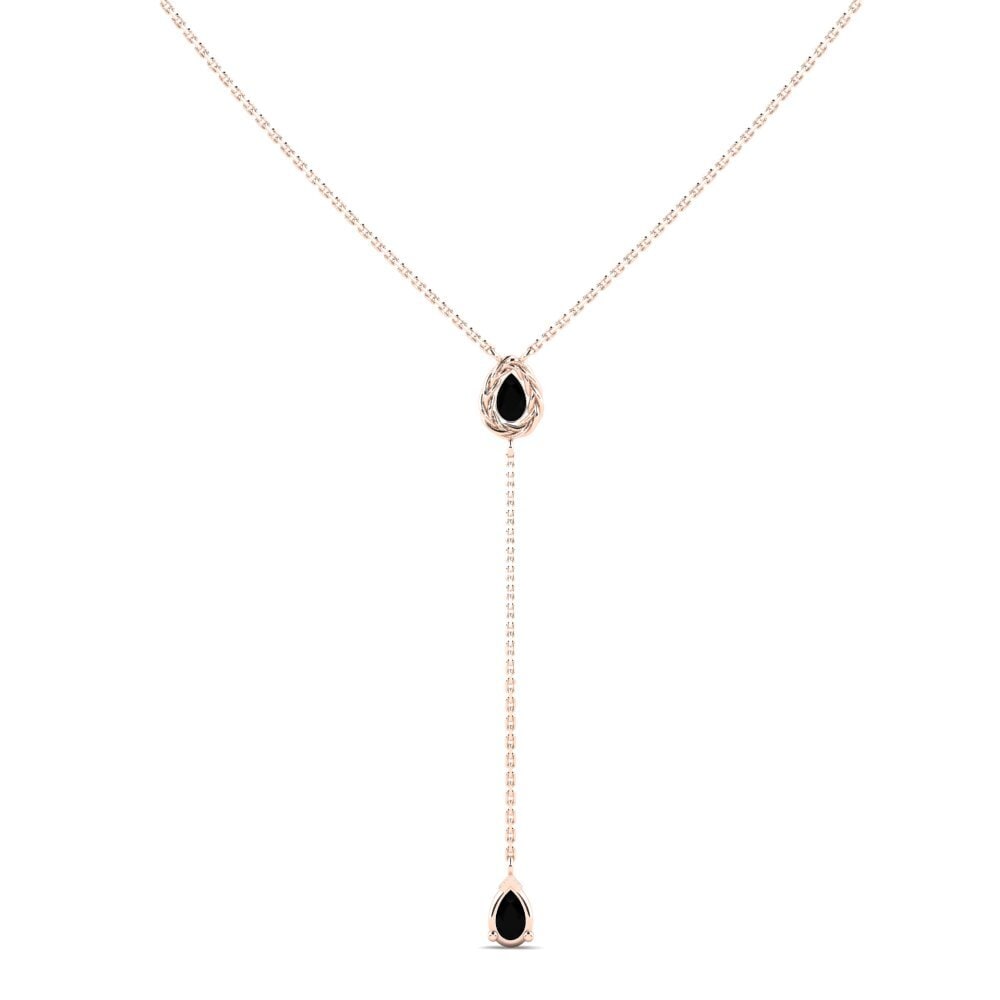 9ct Rose Gold Black Sapphire Women's Necklace Inghave
