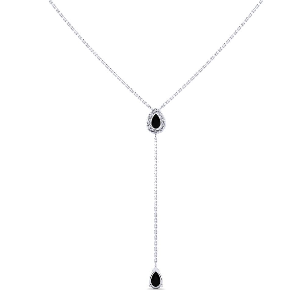White Silver Black Diamond Women's Necklace Inghave