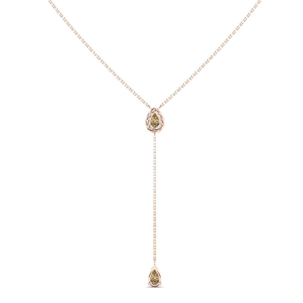 9ct Rose Gold Brown Diamond Women's Necklace Inghave