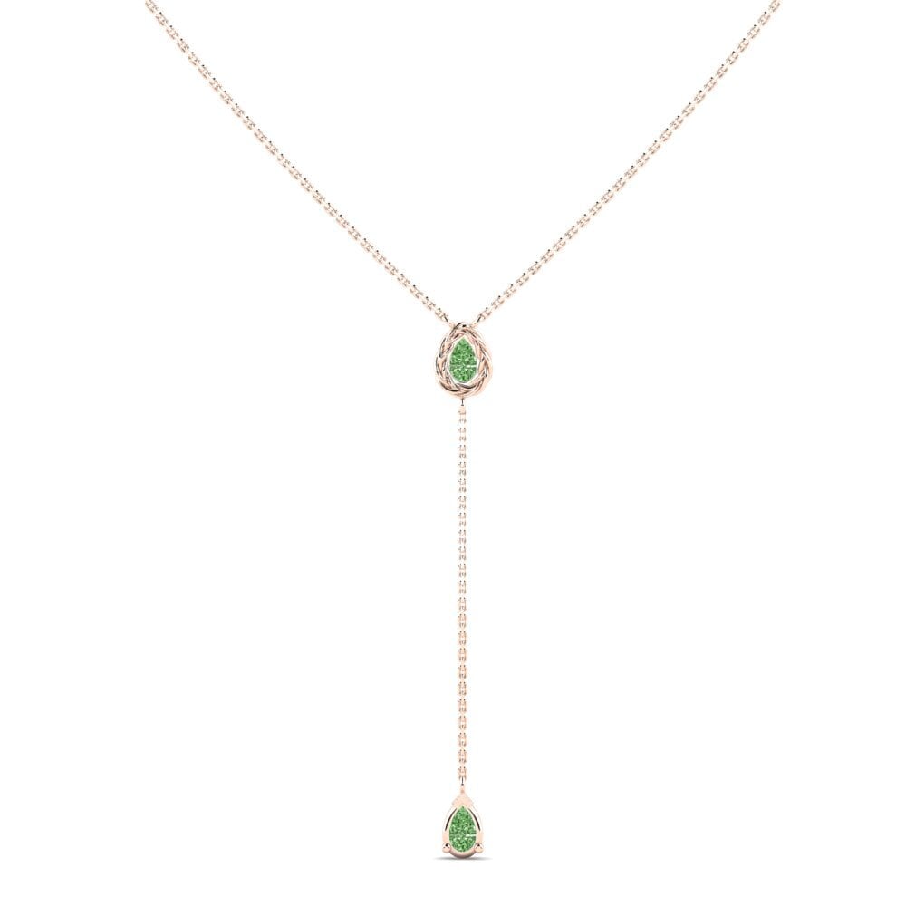 18ct Rose Gold Green Diamond Women's Necklace Inghave
