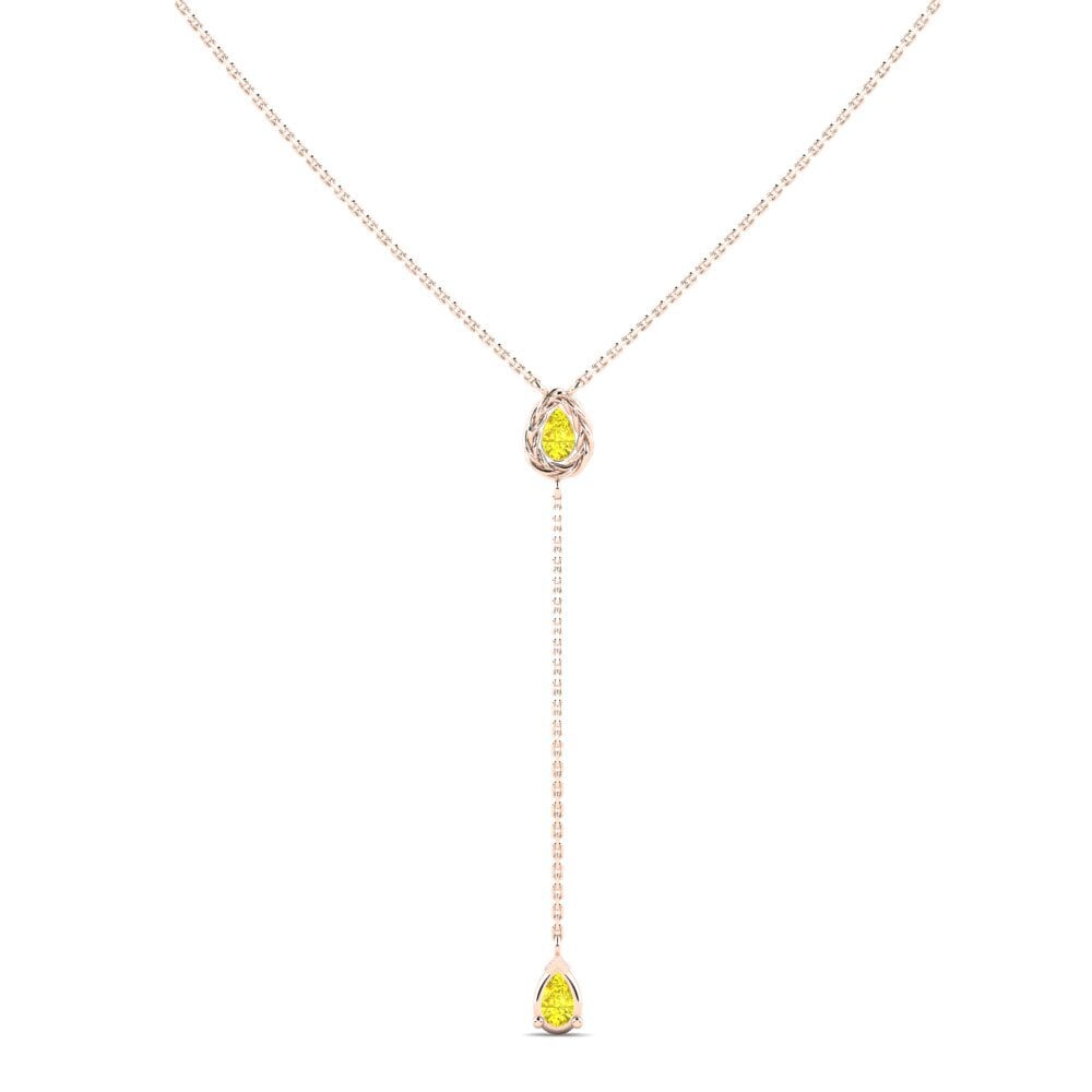 9ct Rose Gold Yellow Sapphire Women's Necklace Inghave