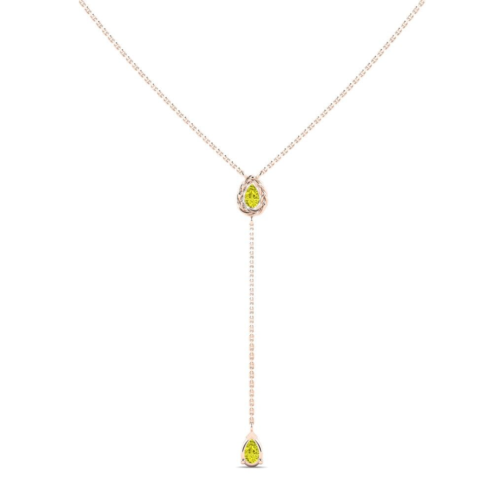9ct Rose Gold Yellow Diamond Women's Necklace Inghave