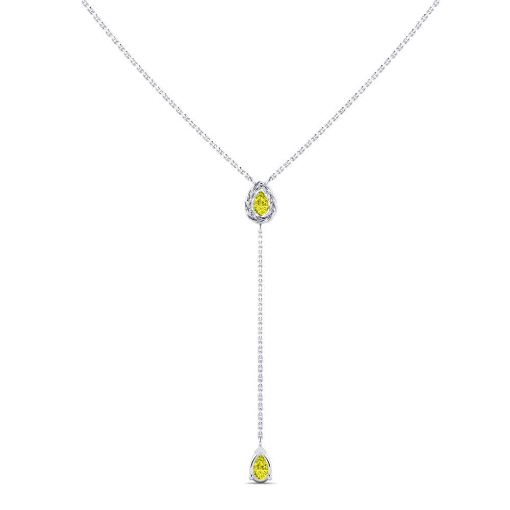 9ct White Gold Yellow Diamond Women's Necklace Inghave