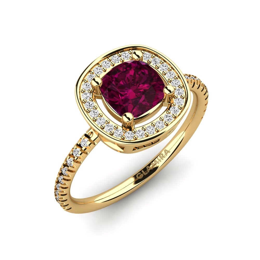 Vàng 9K Đá Rhodolite Nhẫn đính hôn Ingrida