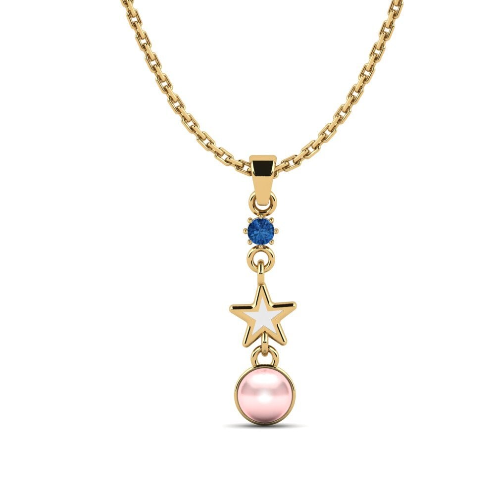 Gelbgold 750 Dunkelblauer Zirkonia Damen anhänger Inmate