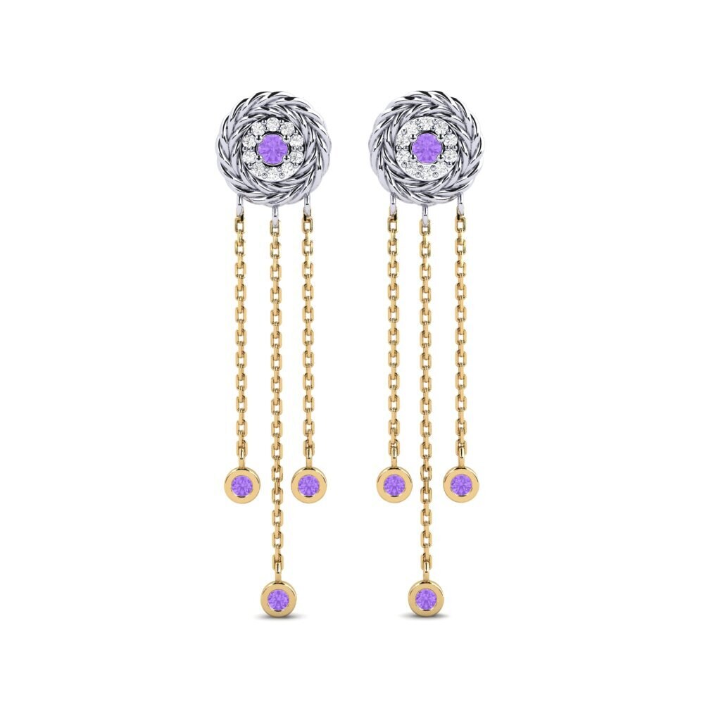 9ct White & Yellow Gold Amethyst Women's Earring Innosente