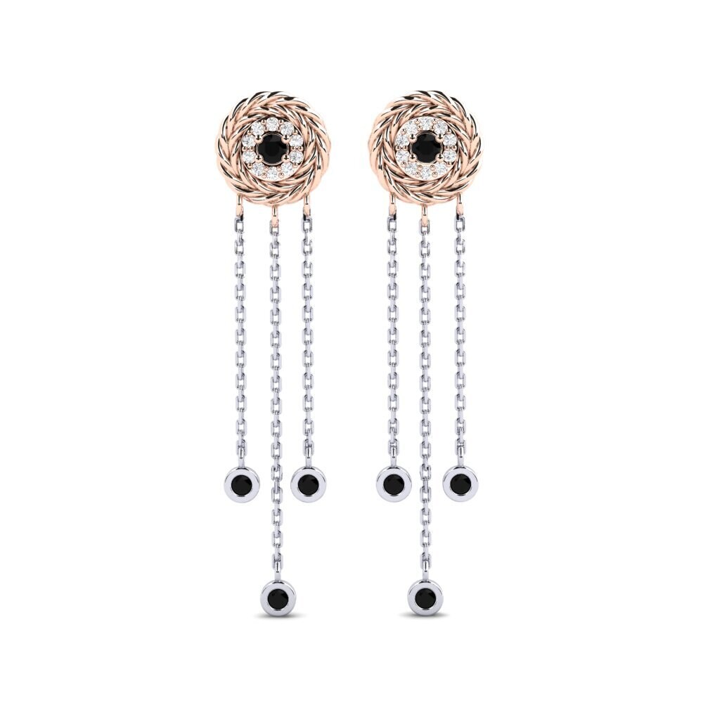 9ct Rose & White Gold Black Onyx Women's Earring Innosente