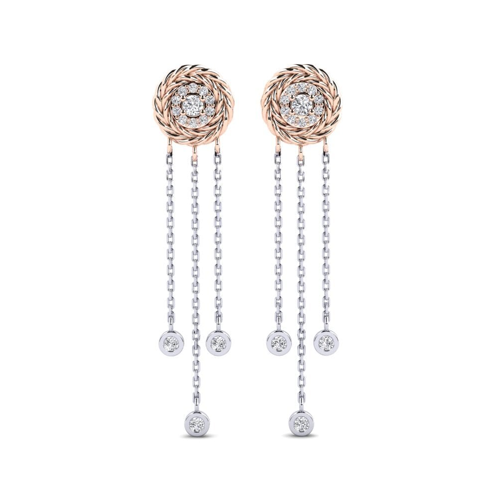 9ct Rose & White Gold Diamond Women's Earring Innosente