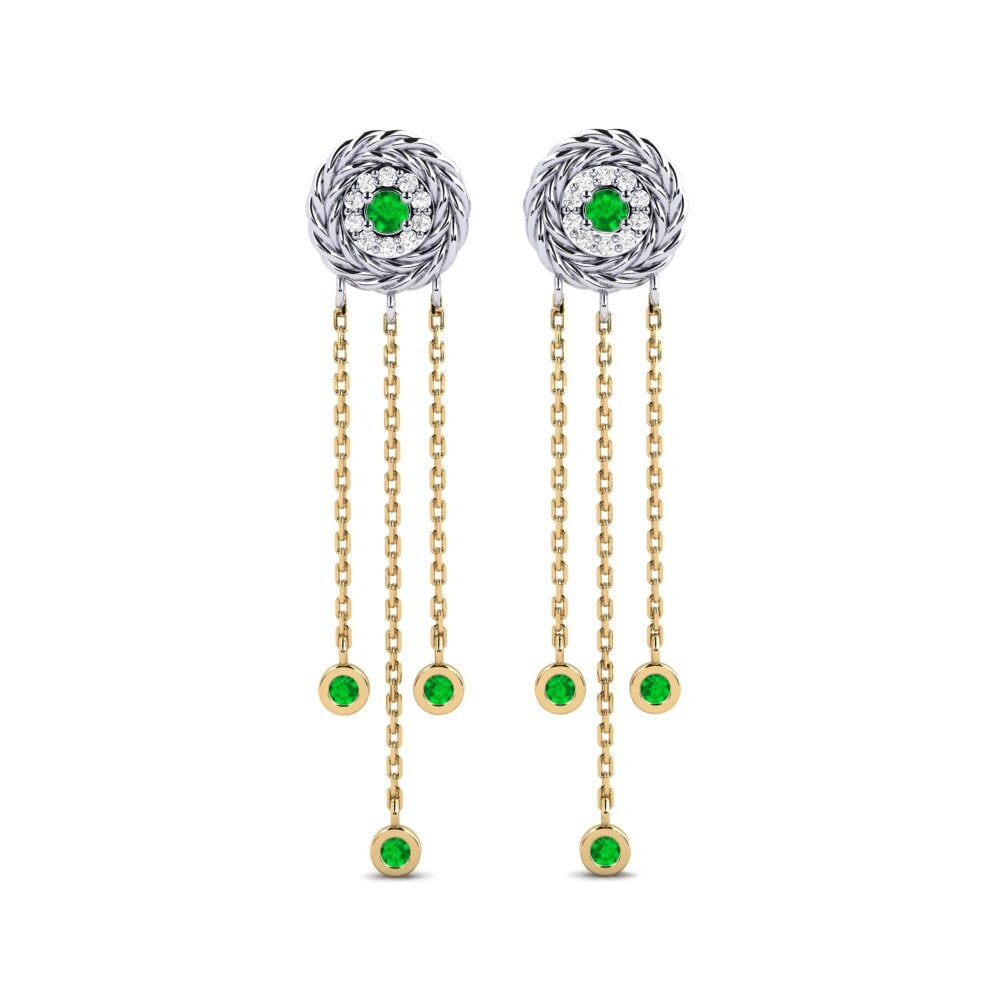 9ct White & Yellow Gold Emerald Women's Earring Innosente