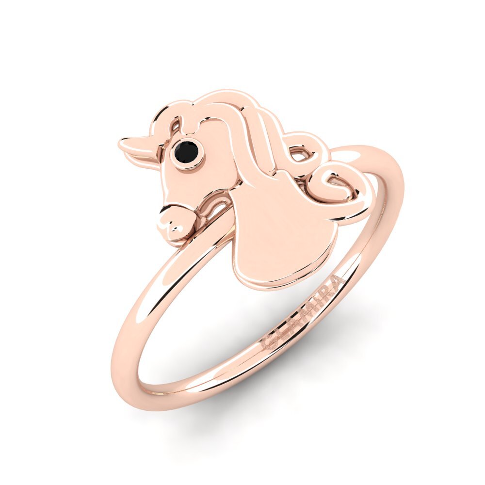 Ouro Rosa 14K Diamante Negro Anel Infantil Intens