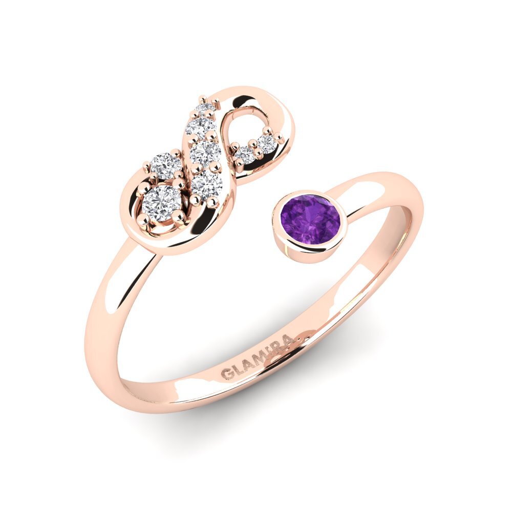 9ct Rose Gold Amethyst Ring Intermittent