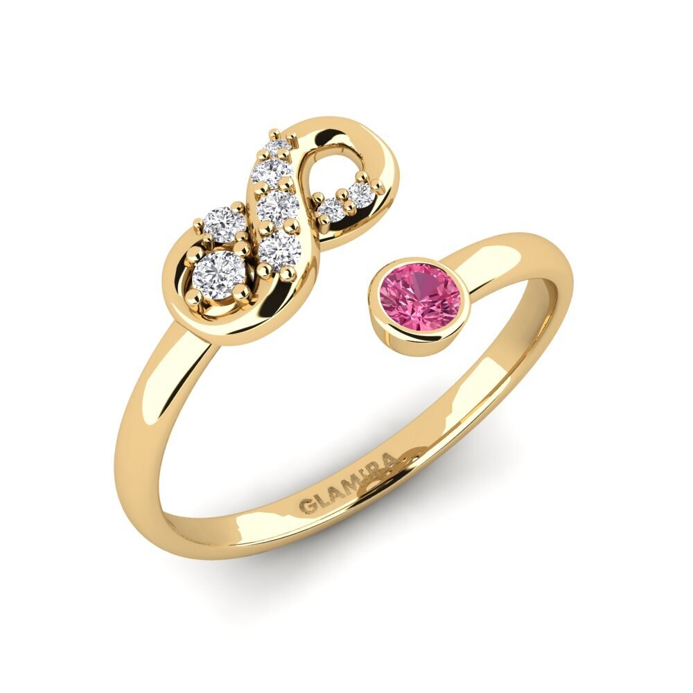18ct Yellow Gold Pink Tourmaline Ring Intermittent