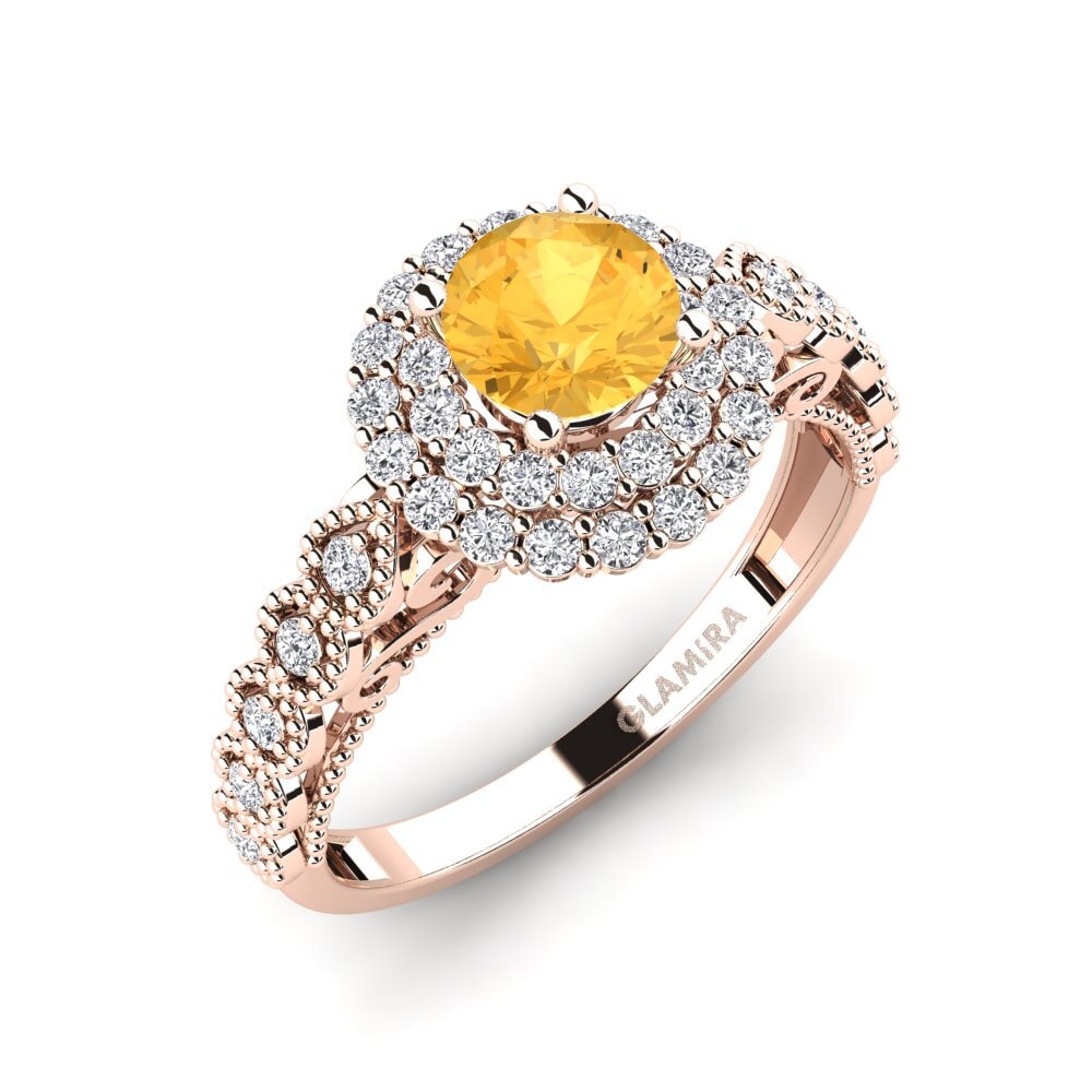 9k Rose Gold Citrine Engagement Ring Intrauterine