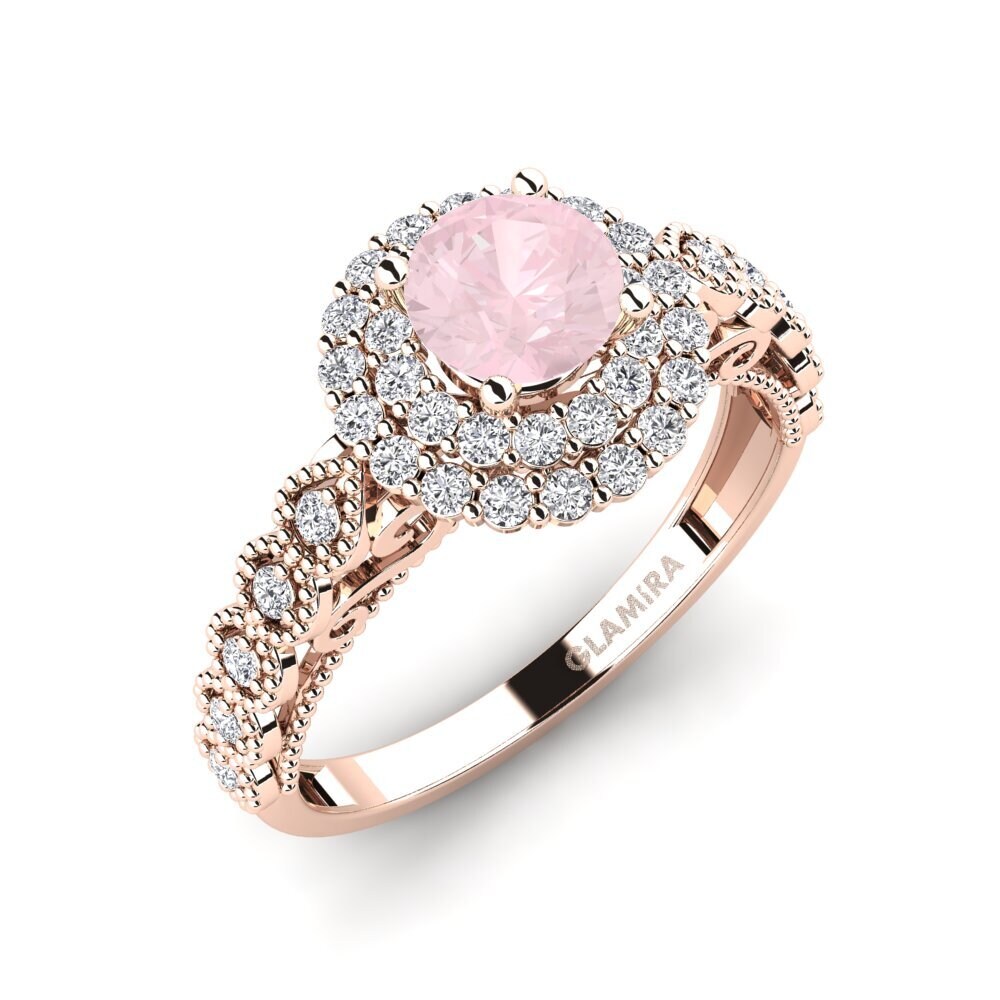 9k Rose Gold Rose Quartz Engagement Ring Intrauterine