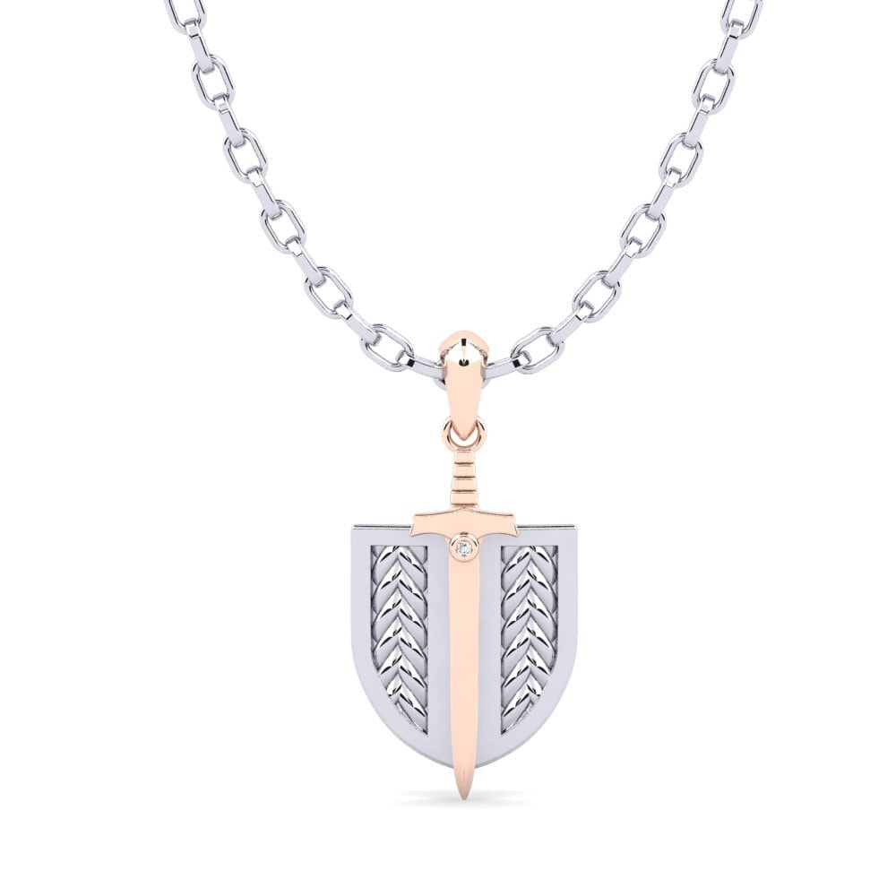 14k Oro Blanco & Rosa Colgante para hombre Intrepid