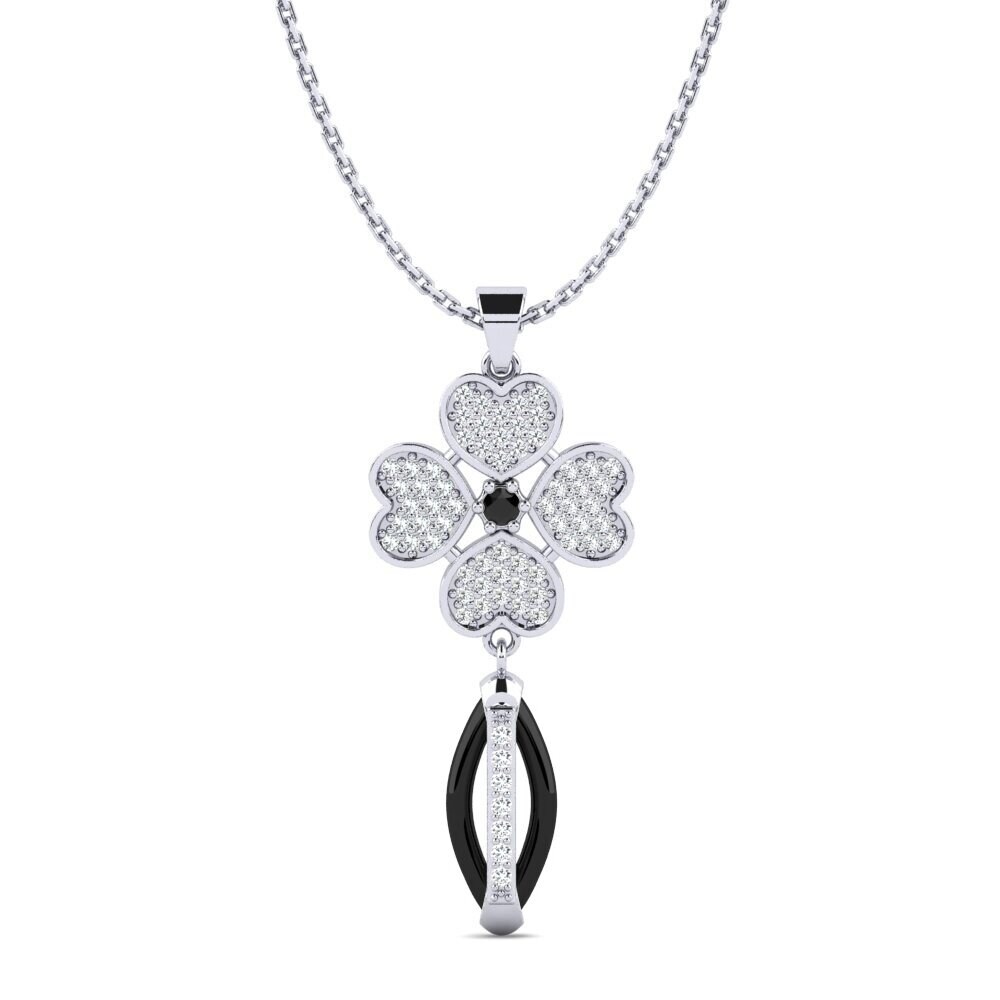 14ct White Gold Black Onyx Women's Pendant Ipinas