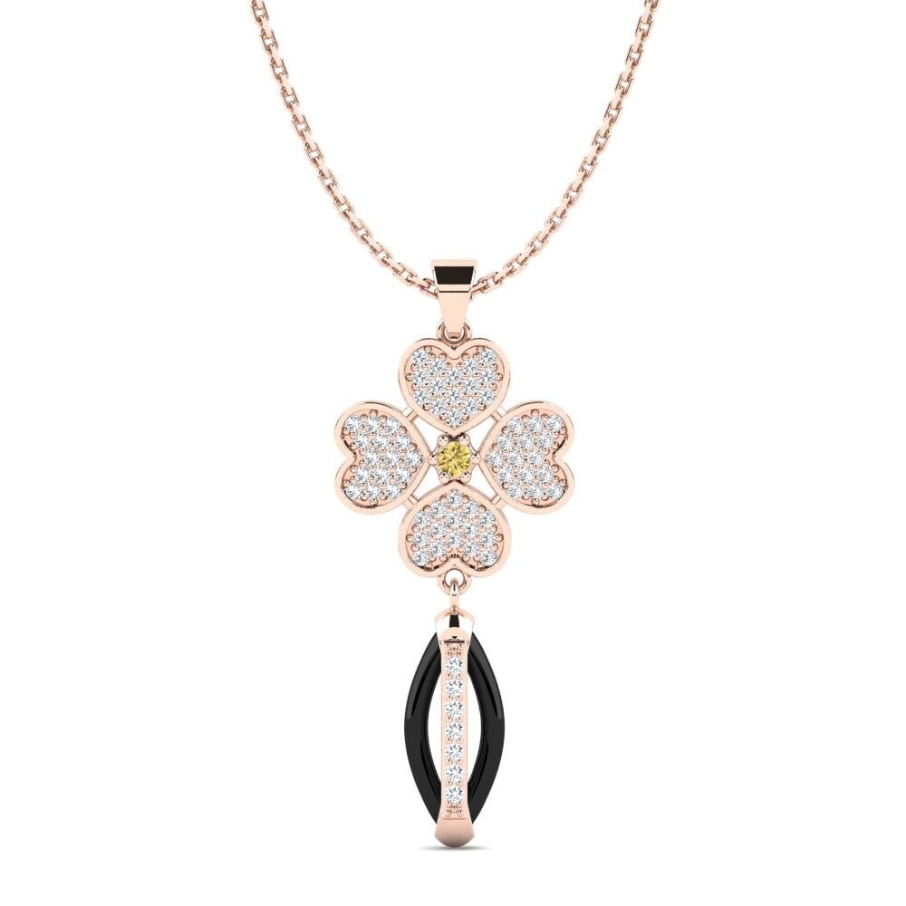 9ct Rose Gold Yellow Diamond Women's Pendant Ipinas