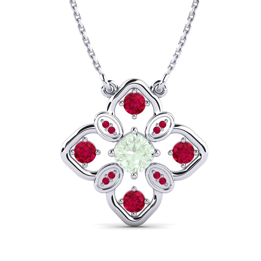 950 Palladium Green Amethyst Women's Necklace Irabelia