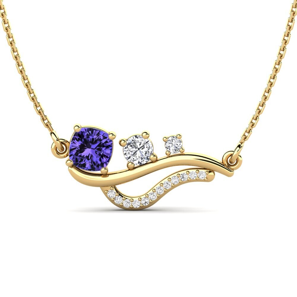 Gelbgold 585 Tansanit Damen halskette Iralene