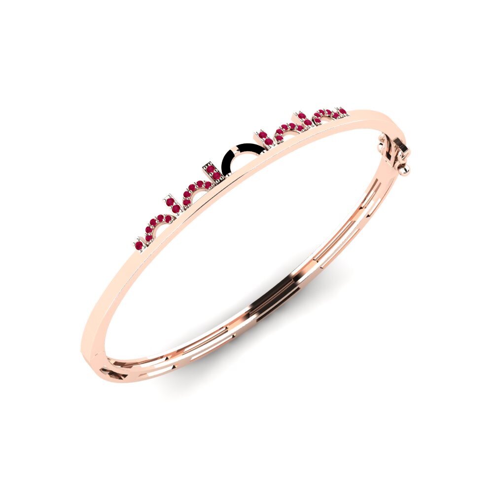 14ct Rose Gold Ruby Women's Bangle Irrotional