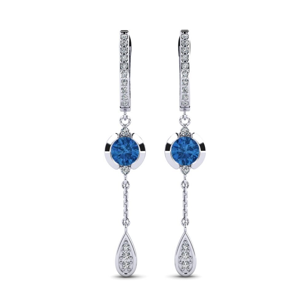 Boucles D’oreilles Fantaisie Perles Turquoise – Blanc/bleu, Idéales Mariage, Soirée – Neuf Avec étiquettes