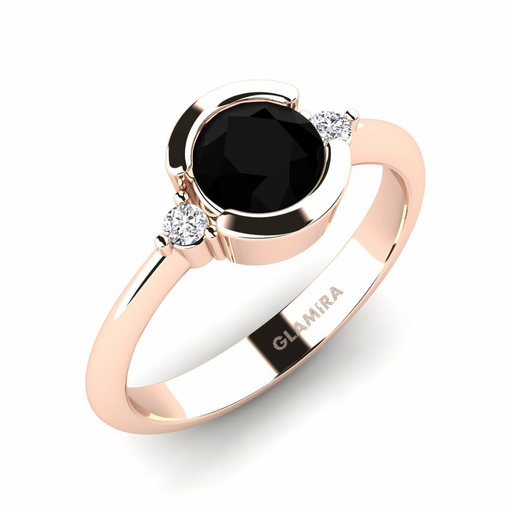 9k Rose Gold Black Onyx Engagement Ring Iselin