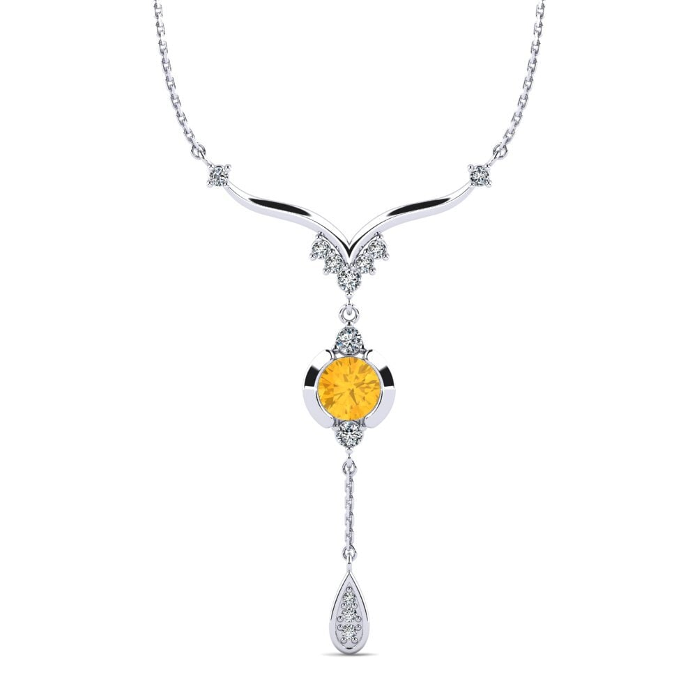 9k White Gold Citrine Women's Necklace Iselin