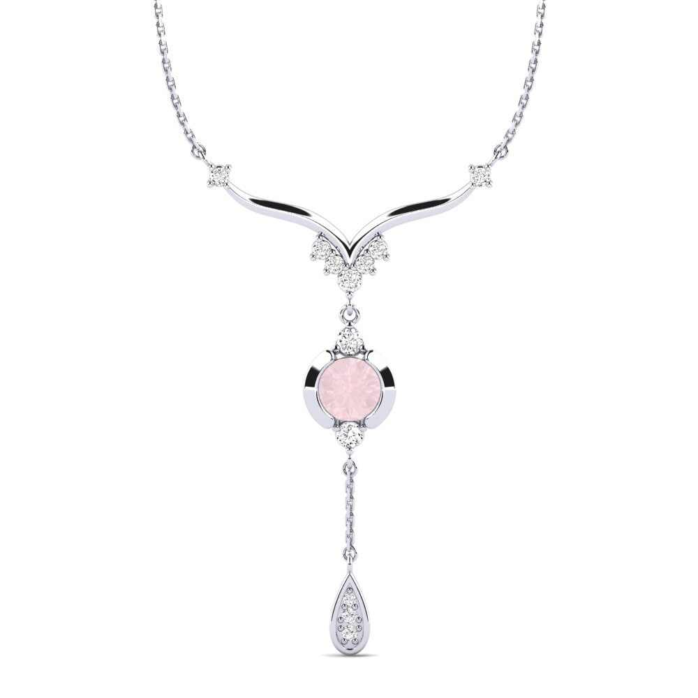 14ct White Gold Rose Quartz Women's Necklace Iselin