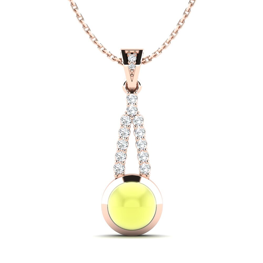 14k Oro Rosa Topacio Limón Cabujón Colgante de Mujer Iskra