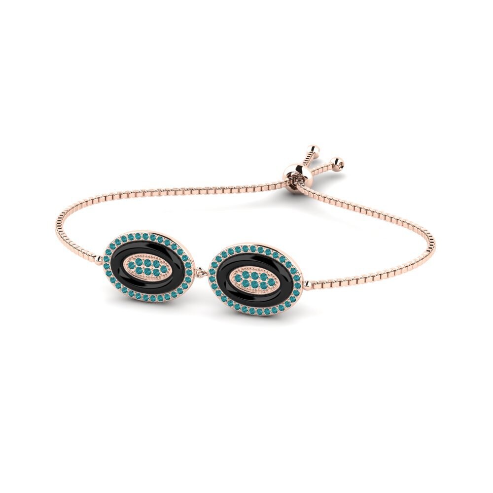 18k Oro Rosa Diamante Azul Pulsera de Mujer Isogon