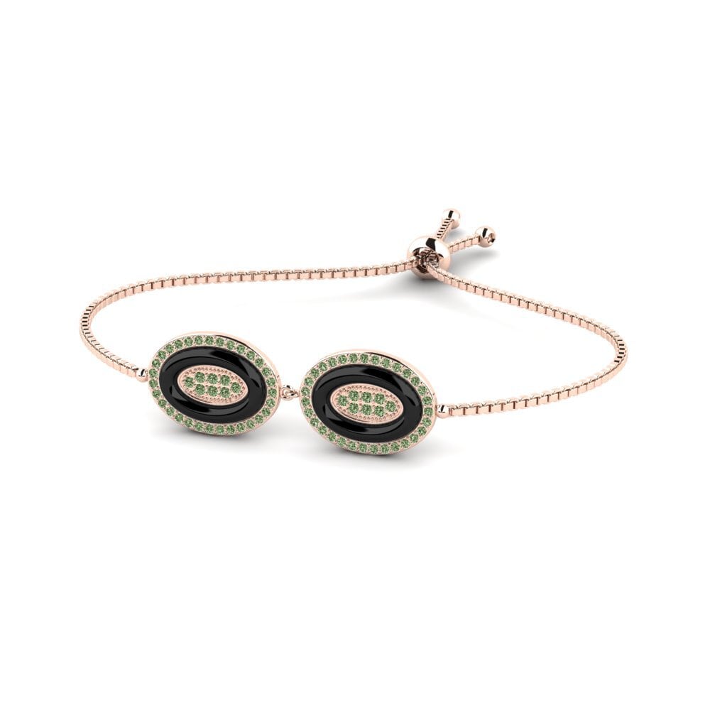 18k Oro Rosa Diamante Verde Pulsera de Mujer Isogon