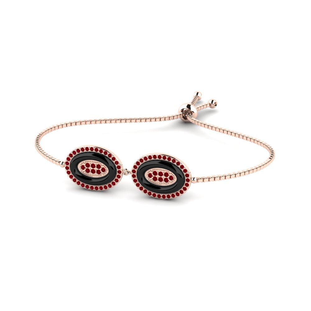 14k Oro Rosa Circonita Roja Pulsera de Mujer Isogon