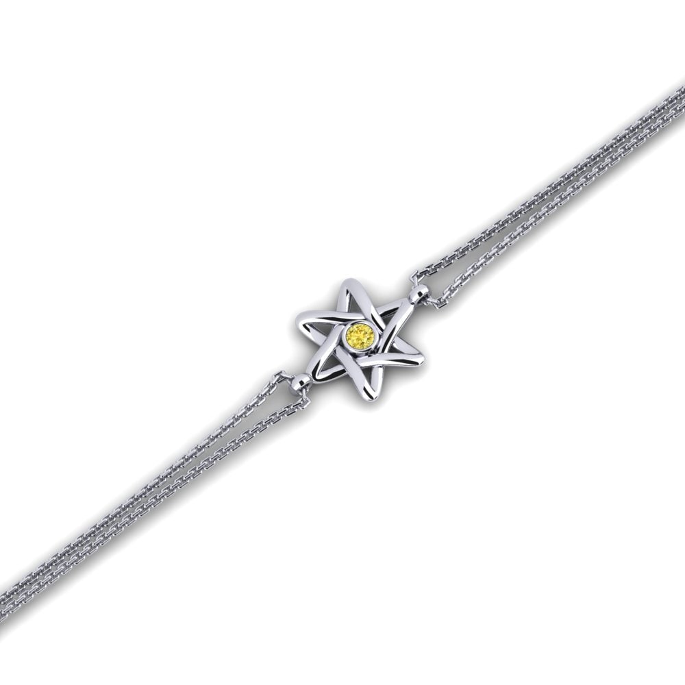 White Silver Yellow Sapphire Women's Bracelet Itnayaj