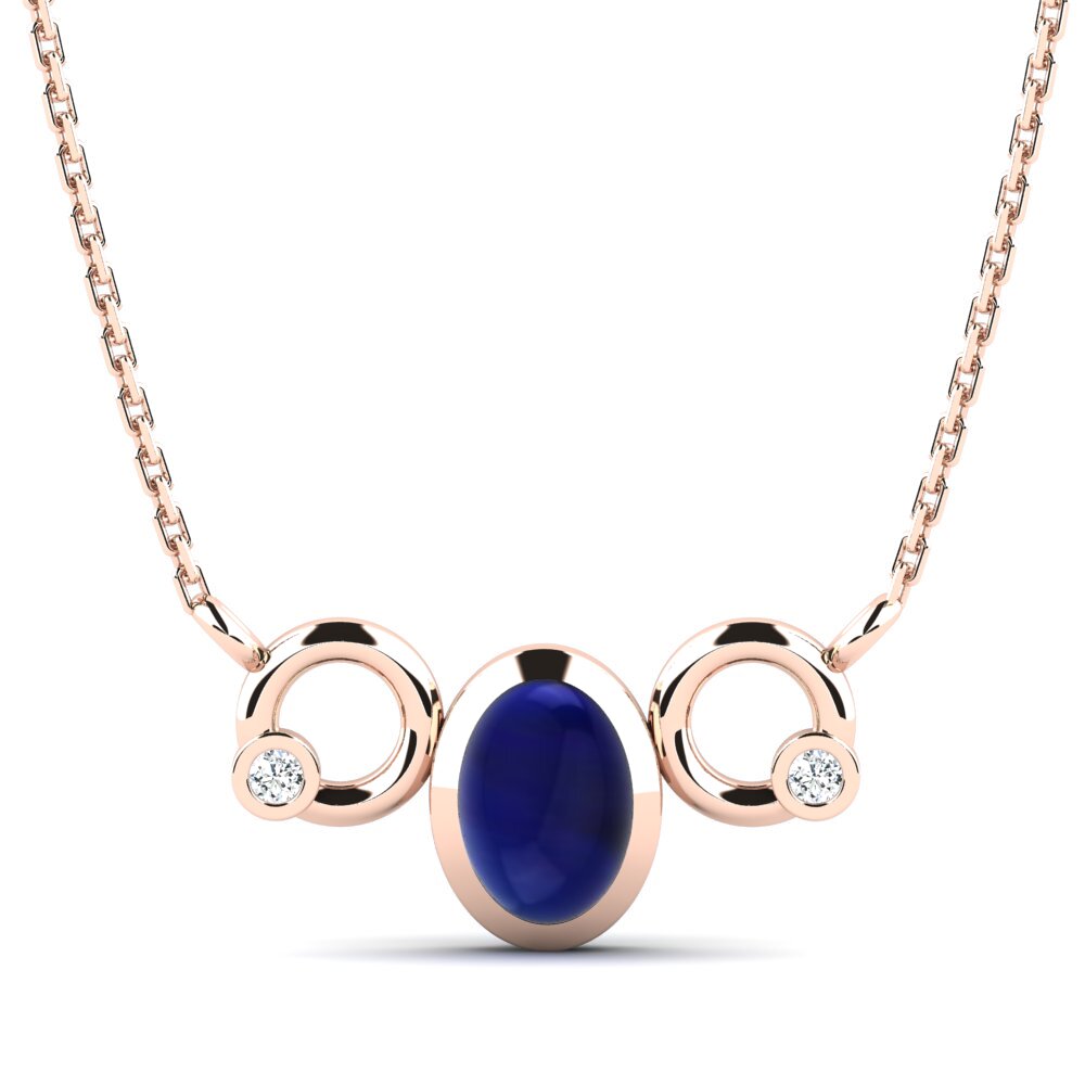 14k Oro Rosa Zafiro Cabujón Collar de Mujer Iva