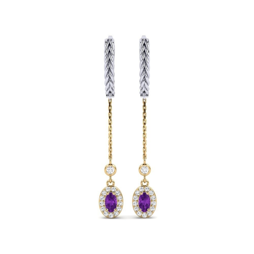 9ct White & Yellow Gold Amethyst Women's Earring Ixabiso