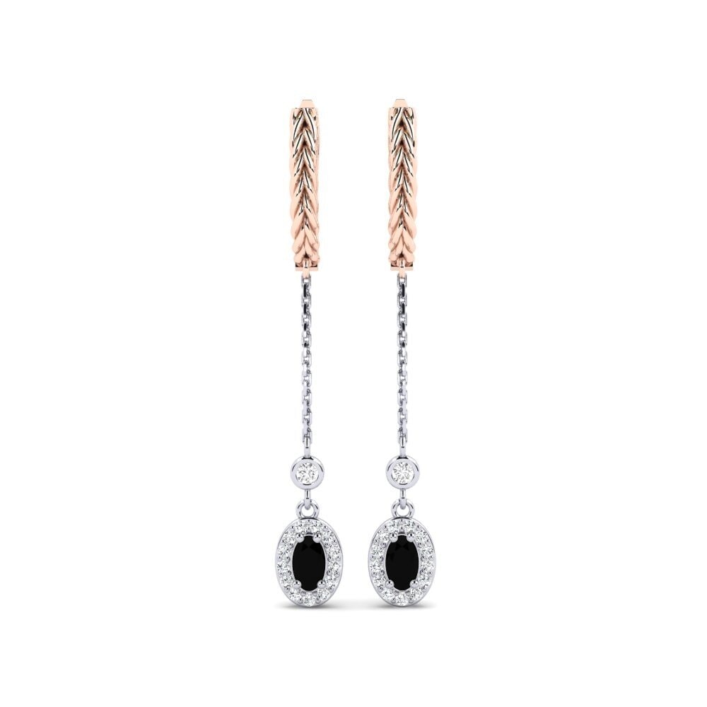 9ct Rose & White Gold Black Onyx Women's Earring Ixabiso