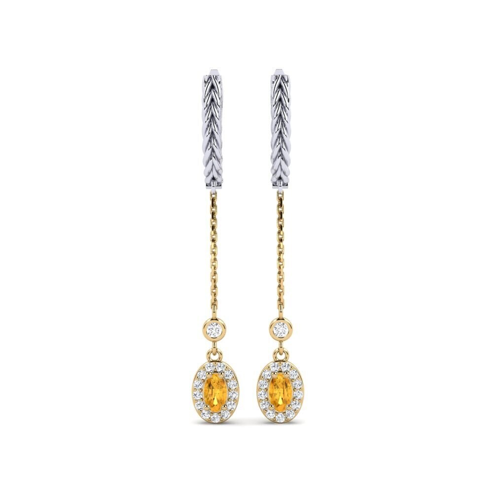 9ct White & Yellow Gold Citrine Women's Earring Ixabiso