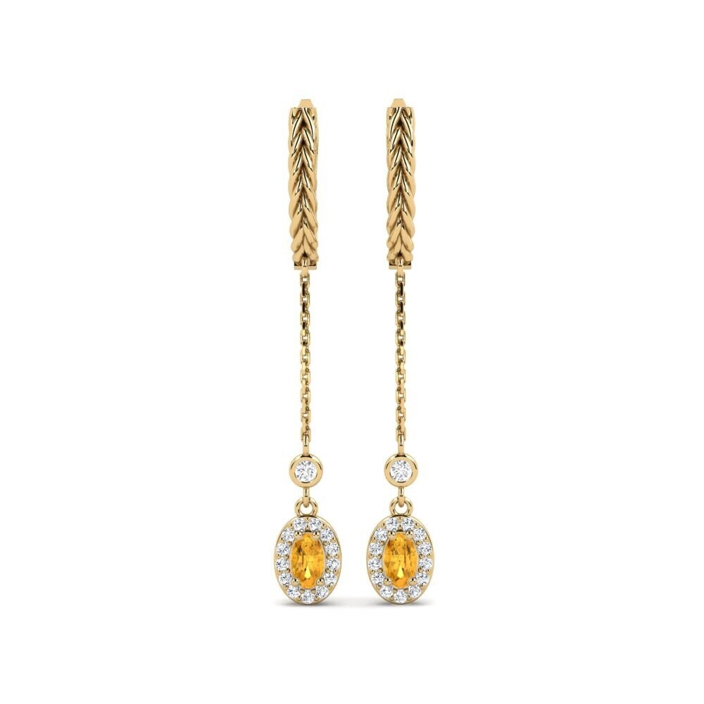 Ovale Citrine Boucle d'oreille femme Ixabiso