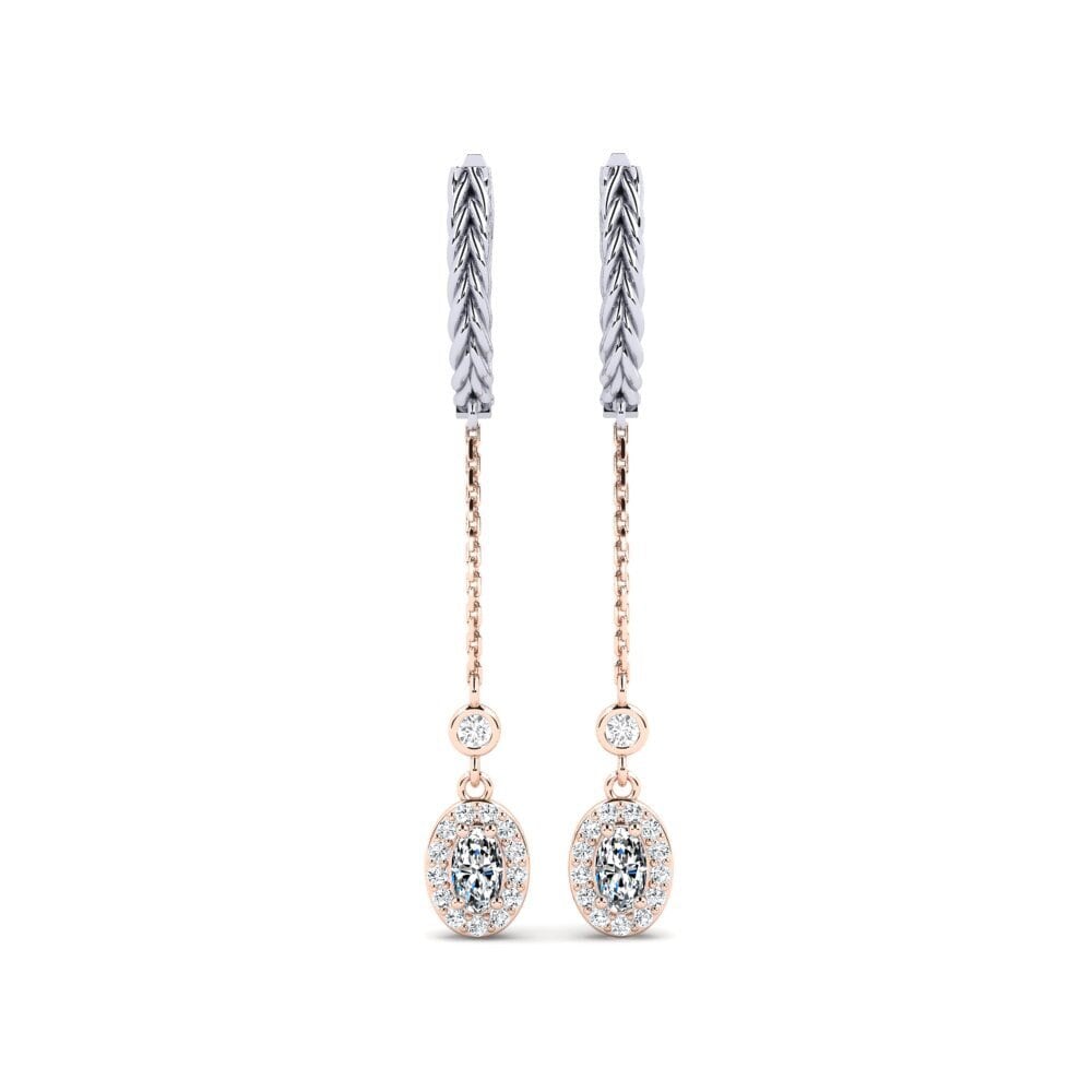 9ct White & Rose Gold Zirconia Women's Earring Ixabiso