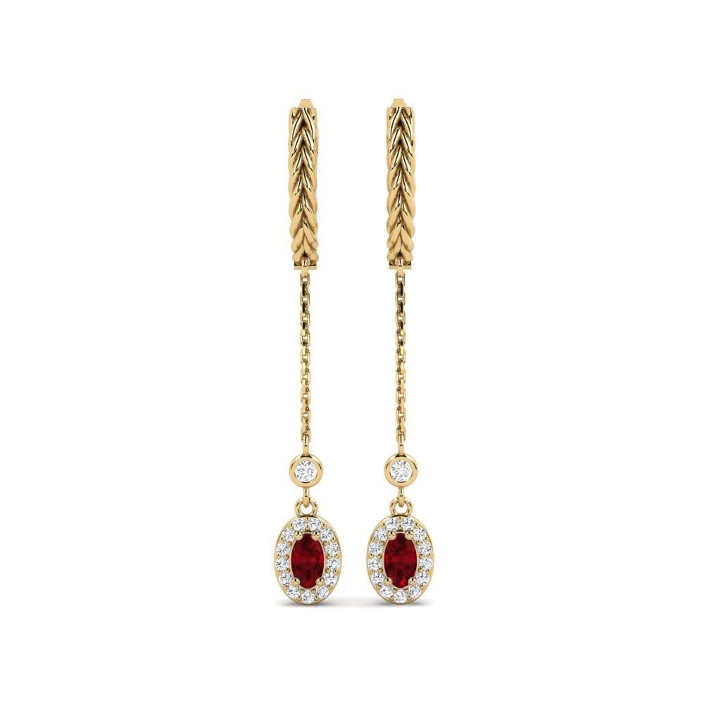 Ovale Rubis Boucle d'oreille femme Ixabiso