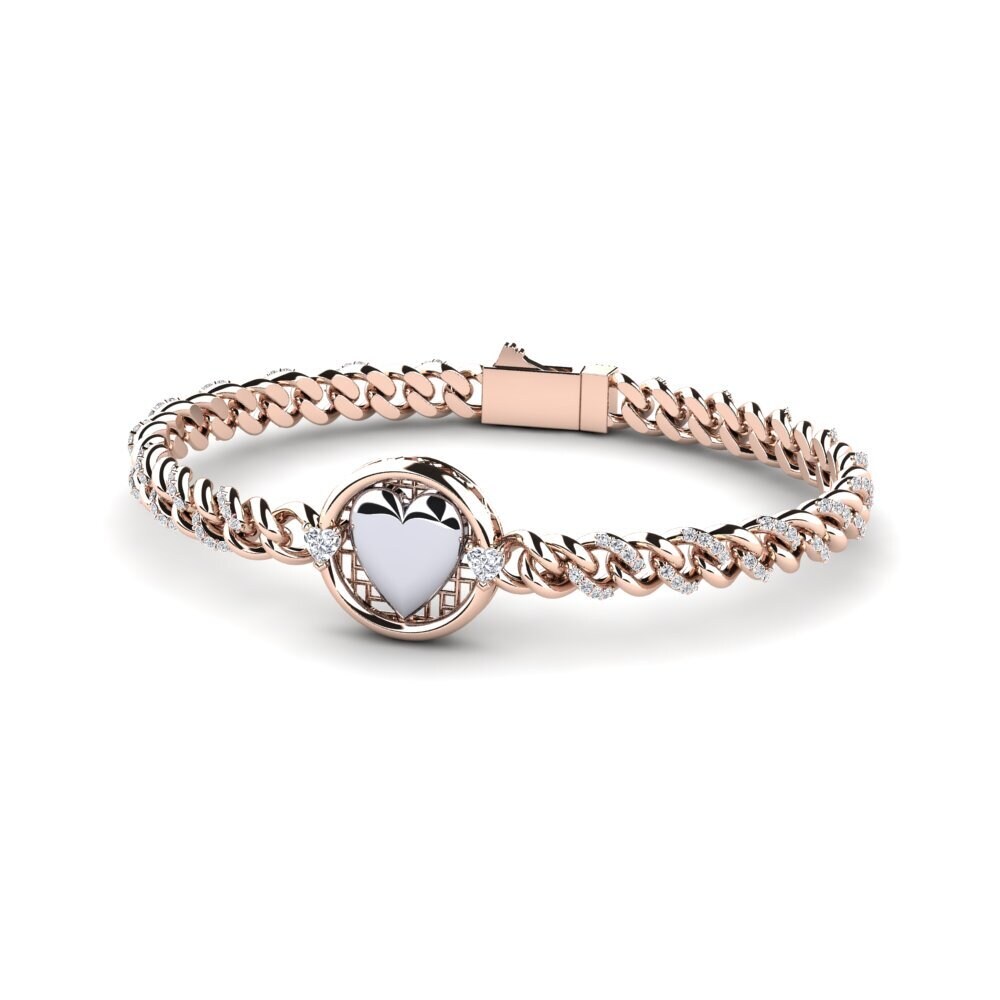 14ct Rose & White Gold Diamond Women's Bracelet Ixcen