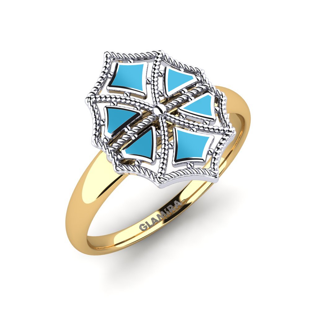9k Oro Blanco & Amarillo Anillo Izmitello