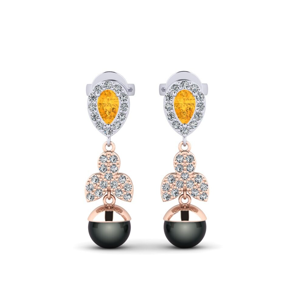 9ct Rose & White Gold Citrine Women's Earring Jabli